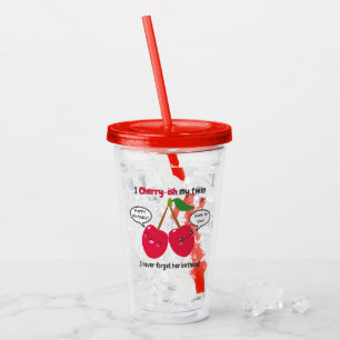 Verre En Acrylique Jote Red Cherry Kawaii Twins Anniversaire
