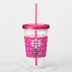 Verre En Acrylique Joyeuse Fête de l'Abeille Fille Rose Anniversaire