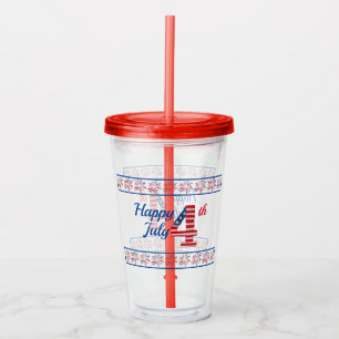Verre En Acrylique Joyeux 4 Juillet 16oz. Paruline acrylique claire