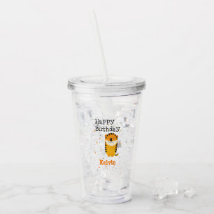 Verre En Acrylique Joyeux anniversaire joli tigre mignon nom personna