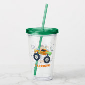 Verre En Acrylique Joyeux Anniversaire Moderne Monster Car Trucks Nom (Dos)