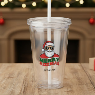 Verre En Acrylique Joyeux Rizzmas Rétro Père Noël Drôle de Noël