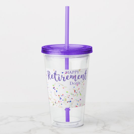 Verre En Acrylique Joyeux Tumbler Acrylique Confetti Retraite (Devant)