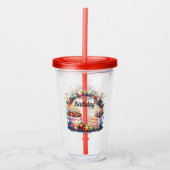 Verre En Acrylique Joyeux Tumbler Acrylique Gnome anniversaire (Devant)