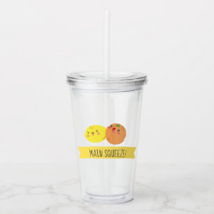 Verre En Acrylique Kawaii Citron et orange Main Squeeze Douche Favori
