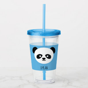 Verre En Acrylique Kawaii Panda Cute Kids Blue Personnalisé