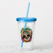 Verre En Acrylique Kawaii Tropical Sloth – Cute Summer Vibes Rainbow (Dos)
