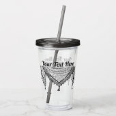 Verre En Acrylique Keffiyeh Écharpe palestinienne tissu traditionnel (Dos)