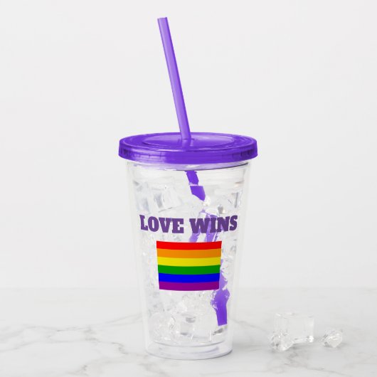Verre En Acrylique L'amour gay pride gagne (Devant glace)