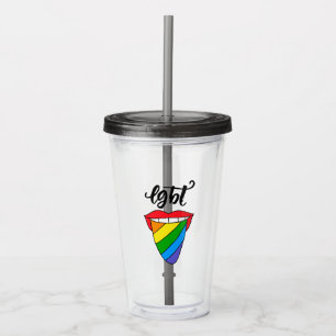 Verre En Acrylique Langue arc-en-ciel LGBT