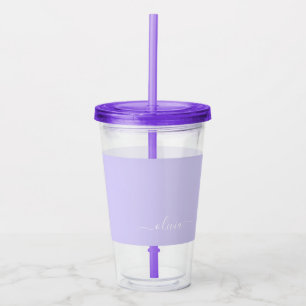 Verre En Acrylique Lavande Purple Script Moderne Fille Monogramme Nom