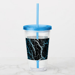 Verre En Acrylique Lave spatiale fissurée - Blanc/Bleu ciel