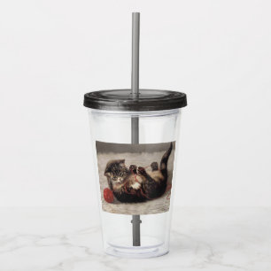 Verre En Acrylique Le berceau de chat, un chat qui joue à la balle de