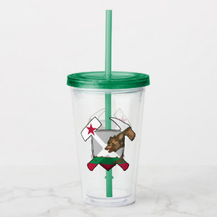 Verre En Acrylique Le marteau de rock du géologue et le logo du drape