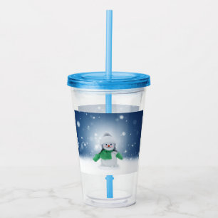 Verre En Acrylique Le personnage de bonhomme de neige de Noël adorabl