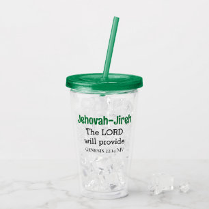 Verre En Acrylique Le Seigneur fournira la Bible Verse Vert et Noir