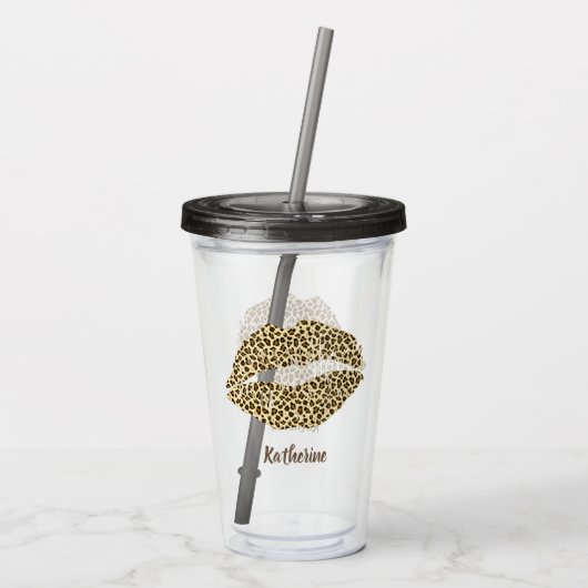 Verre En Acrylique Leopard Kiss - Personnalisé (Dos)