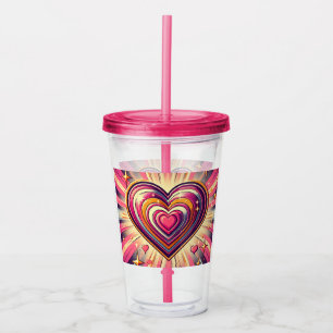 Verre En Acrylique les années 70 coeur pop art/Mug de Saint Valentin