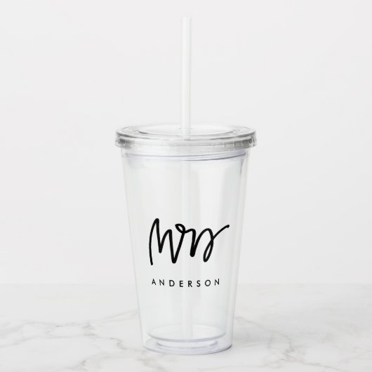 Verre En Acrylique Lettre à la main Mme Custom (Devant)