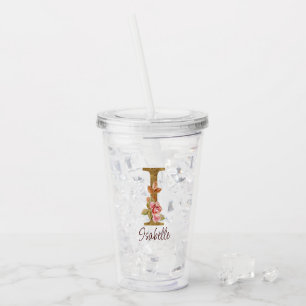 Verre En Acrylique Lettre de nom personnalisée I Roses roses blush fe