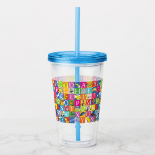 Verre En Acrylique Lettre en bloc colorée ABC du Dr Seuss Motif