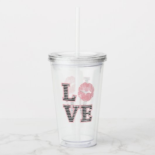 Verre En Acrylique Lèvres d'amour (Devant)