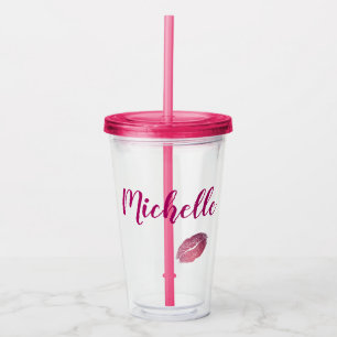 Verre En Acrylique Lèvres rose Fuchsia