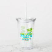 Verre En Acrylique Life at The Beach Cool Aqua Lime Personalized (Devant)