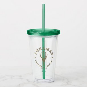 Verre En Acrylique Ligue de la justice  Emblème de trident rétro Aqua