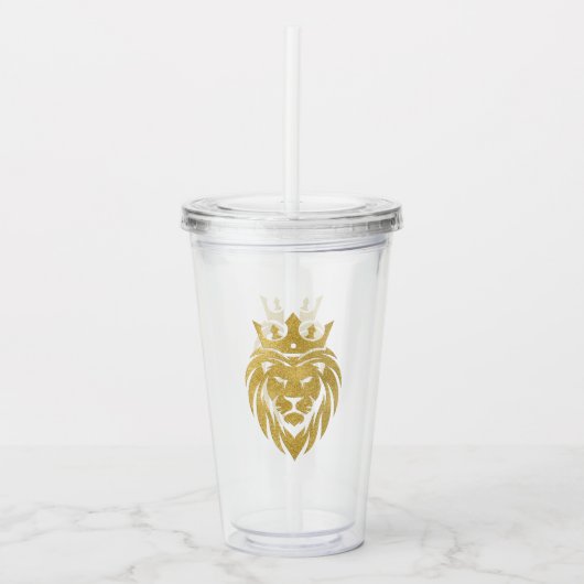 Verre En Acrylique Lion Avec Couronne - Style Or 3 (Devant)