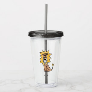 Verre En Acrylique lion mignon dessin animé enfants rétro safari jung