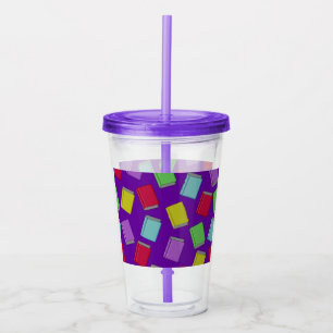 Verre En Acrylique Livres colorés à fond violet