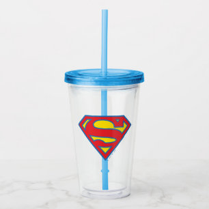 Verre En Acrylique Logo classique Supergirl avec fond bleu