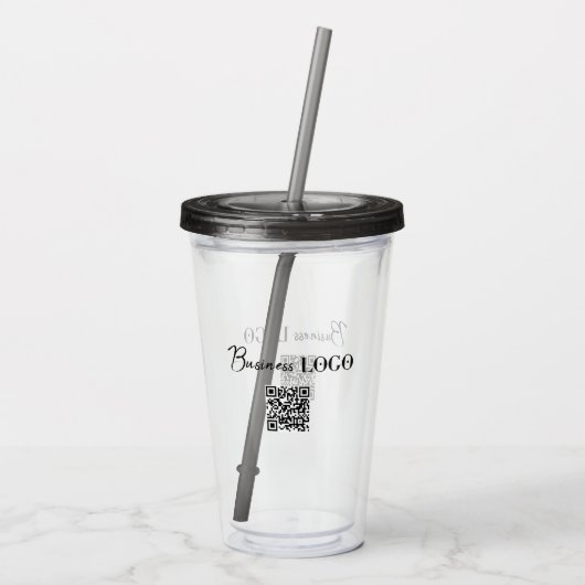 Verre En Acrylique Logo de l'entreprise et code QR (Dos)