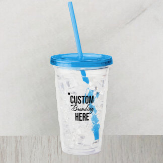 Verre En Acrylique Logo Personnalisé Bleu Acrylique Tumbler Avec Pail