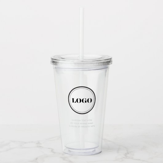Verre En Acrylique Logo personnalisé sur mesure avec paille sans mini (Devant)