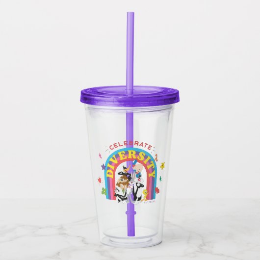 Verre En Acrylique LOONEY TUNES™ - Celebrate Diversity Pride Arc-en-c (Devant)