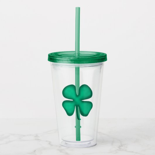Verre En Acrylique Lucky 4 Leaf Irlandais Clover acrylique tumbler (Devant)