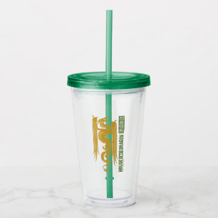 Verre En Acrylique Maison du Dragon Gold & Green Nouvel An 恭 喜 財 發