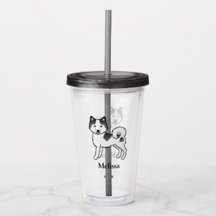 Verre En Acrylique Malamute d'Alaska pie noir mignon chien & nom