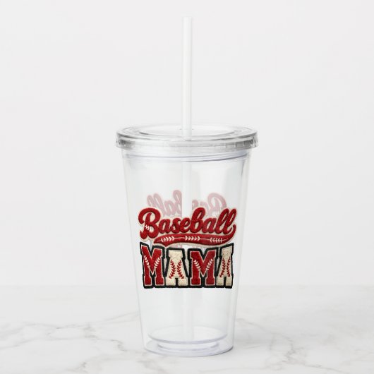 Verre En Acrylique Maman de baseball (Devant)