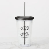 Verre En Acrylique Mariage de M. et de Mme Elegant Black Script (Devant)