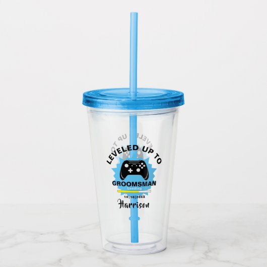 Verre En Acrylique Mariage Groomsman Levelup Gamer (Devant)