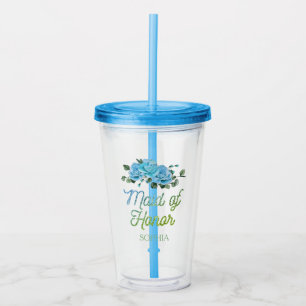 Verre En Acrylique Mariage unique Rustic Blue Roses Maid of Honor
