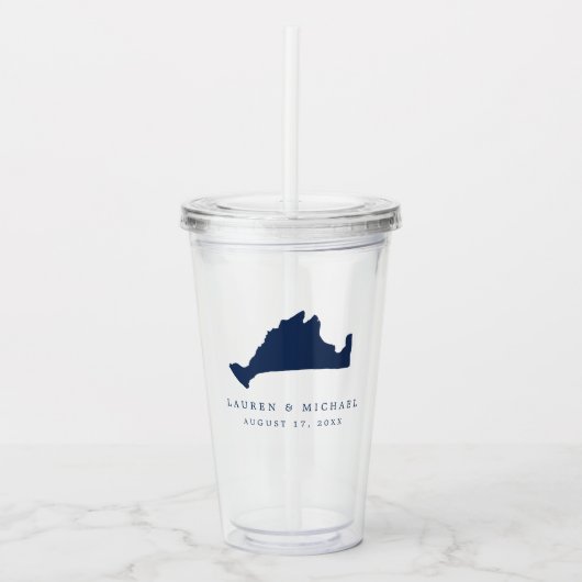 Verre En Acrylique Marine Blue Martha's Vineyard Wedding Favor (Devant)