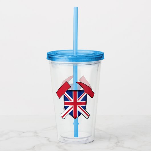Verre En Acrylique Marteau de rock et logo Union Jack du géologue (Devant)