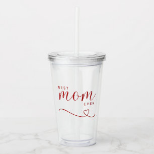 Verre En Acrylique "Meilleure maman jamais" script rouge simple