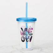 Verre En Acrylique Meow - Cute Cat Silhouettes et Empreintes de patte (Devant)