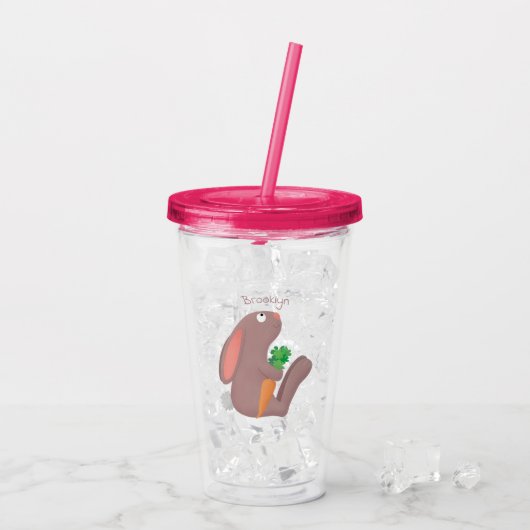 Verre En Acrylique Mignons lapin lapin lapin assis avec dessin de car (Dos glace)