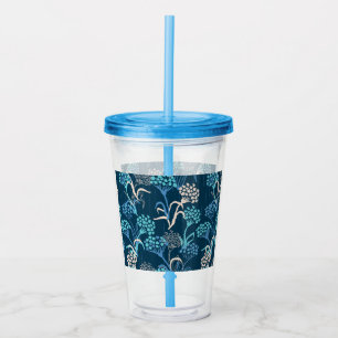 Verre En Acrylique Modèle Floral Hydrangea stylisé - Bleu élégant